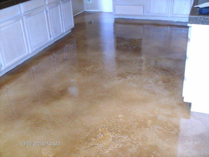 Gold decorative kitchen concrete floor finish